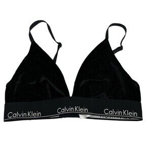 Calvin Klein black bra women unlined sans double bra triangle size S barbie